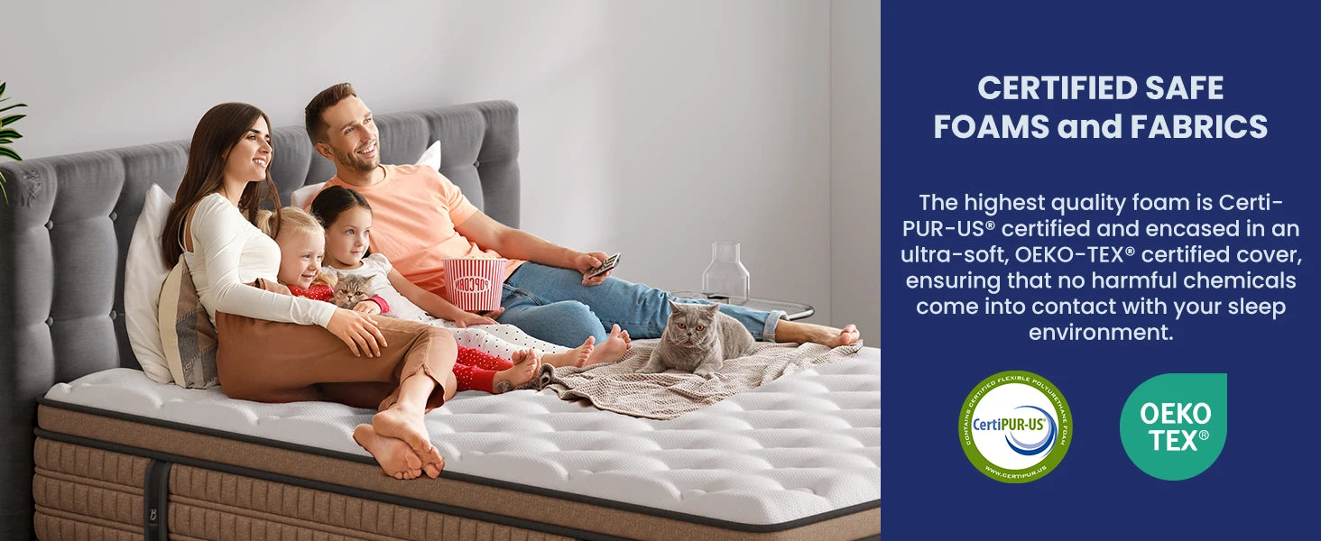 12” Memory Foam & Pocket Spring Mattress, CertiPUR-US Certified