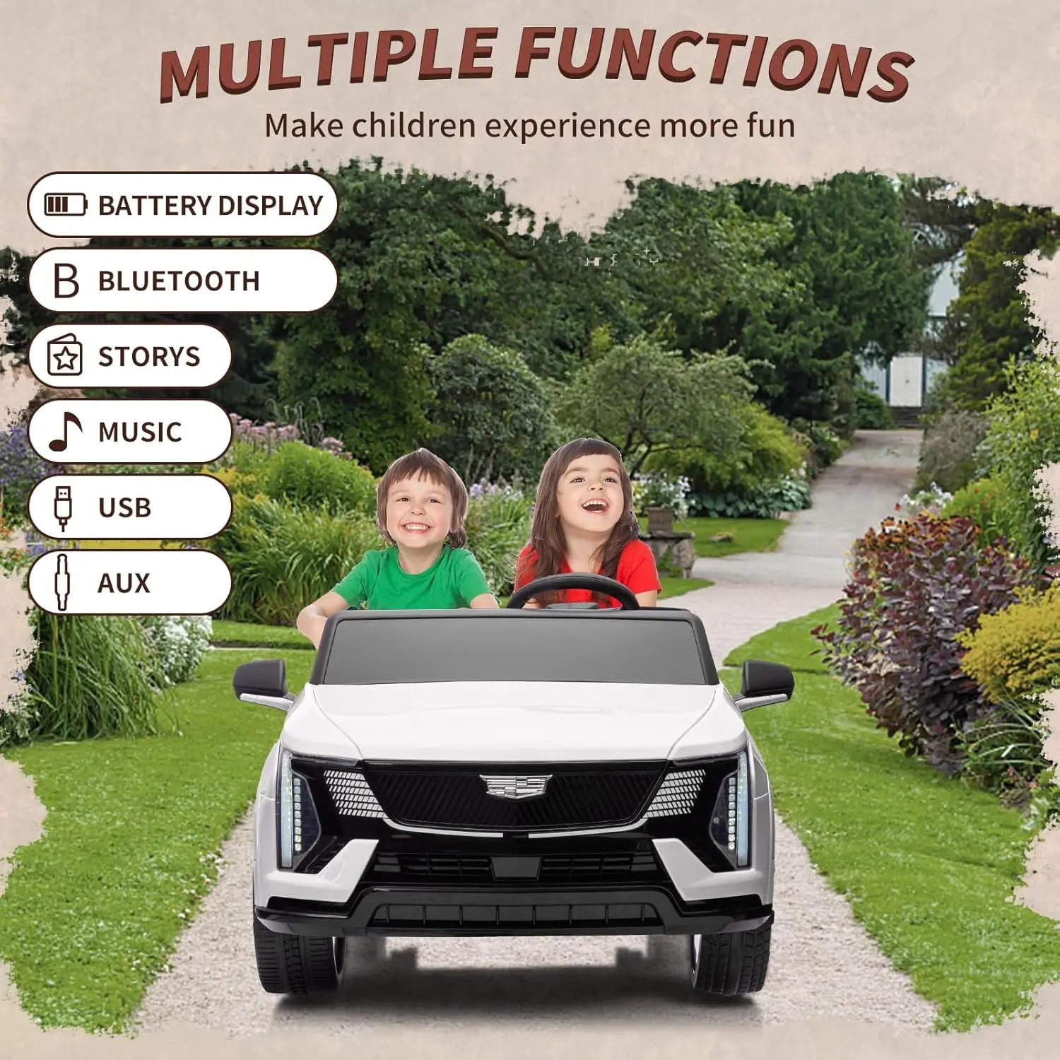 4V Licensed Kids Ride-On Car | 2-Seater Electric Vehicle with Remote Control, Music, LED Lights & 4-Wheel Shock Absorbers | Ages 3–8