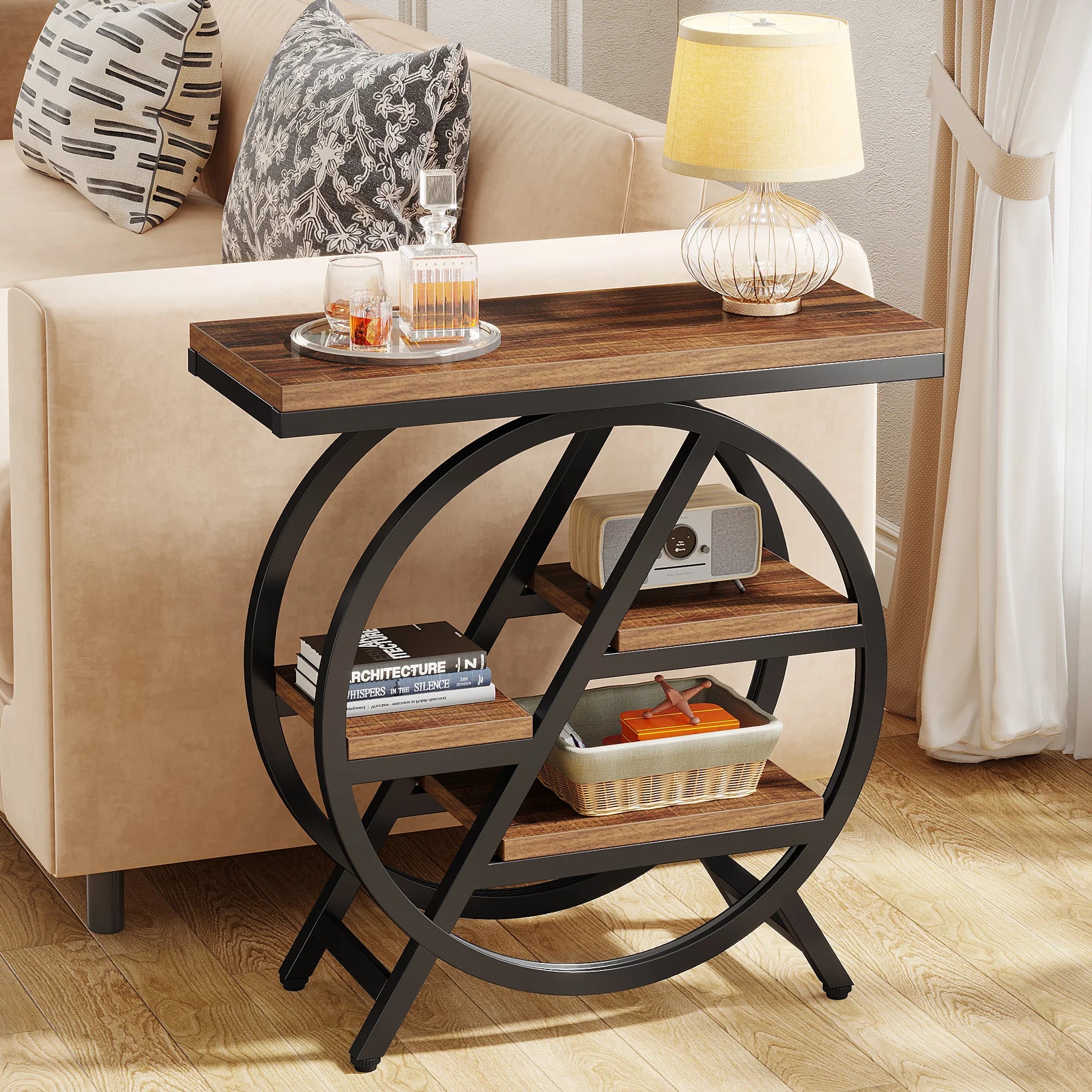 Tribesigns Industrial 3-Tier End Table – Rustic Elegance & Smart Storage