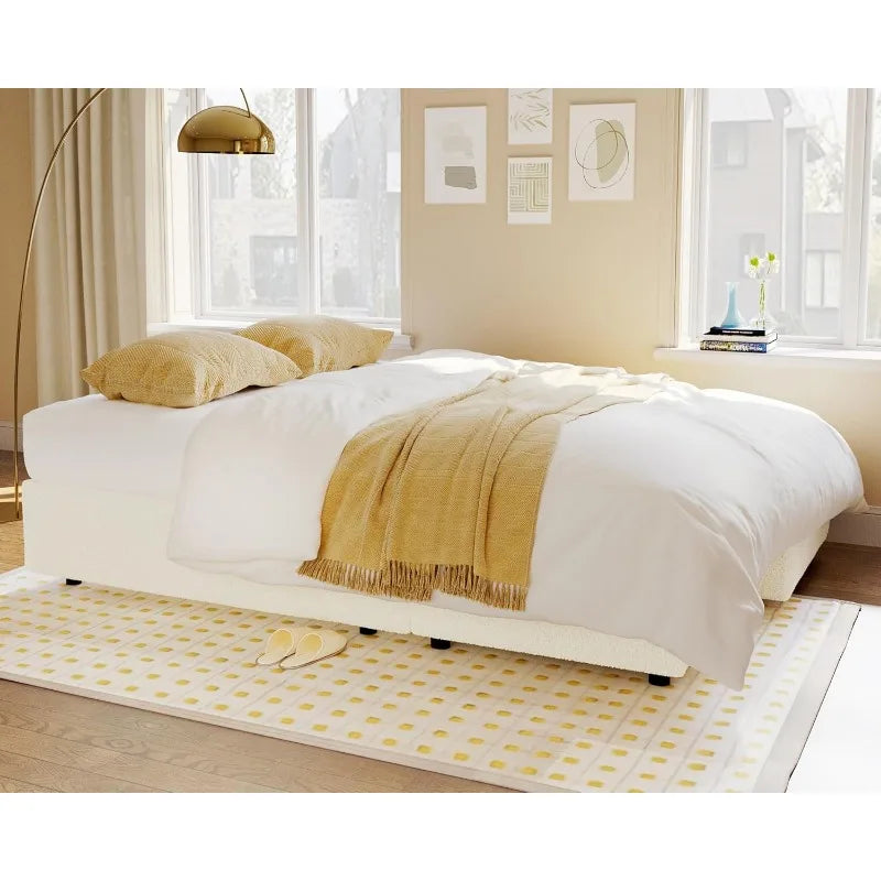 White Boucle Sleeper Sofa