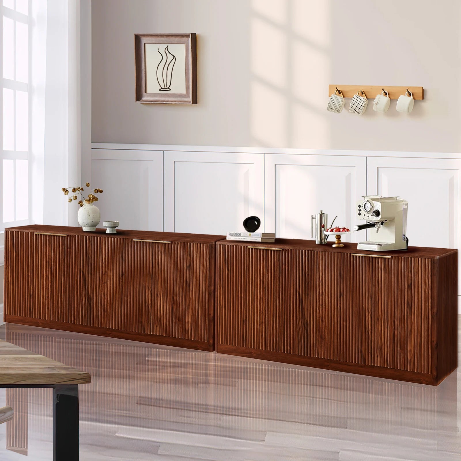 Rumiiro Modern Walnut & Gold Sideboard Cabinet