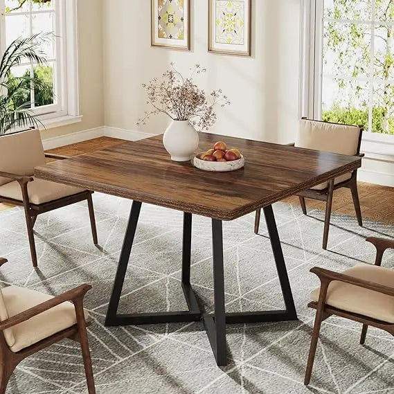 Rustic Square Dining Table for 2 – Modern Industrial Style