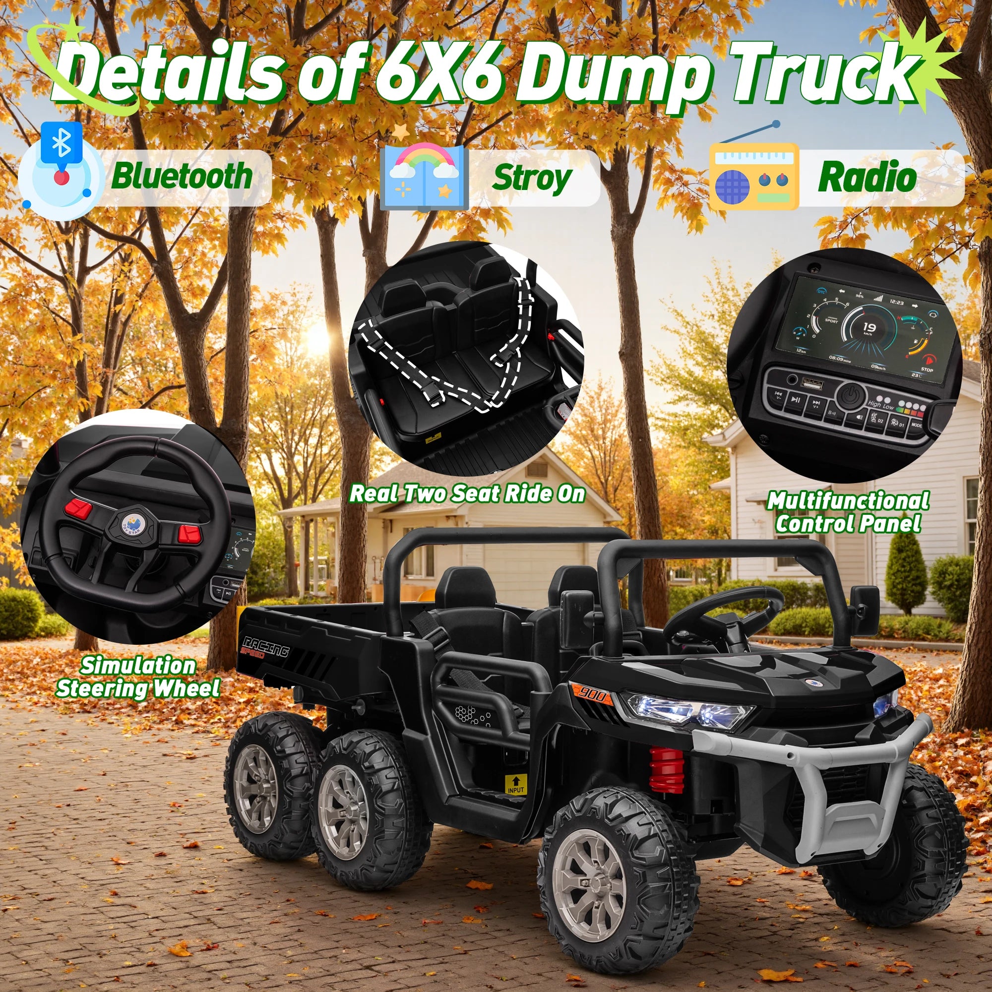 Electric Ride-On Car for Kids | Ages 3-12 | 2.4G Remote Control, 3-Speed Adjustable