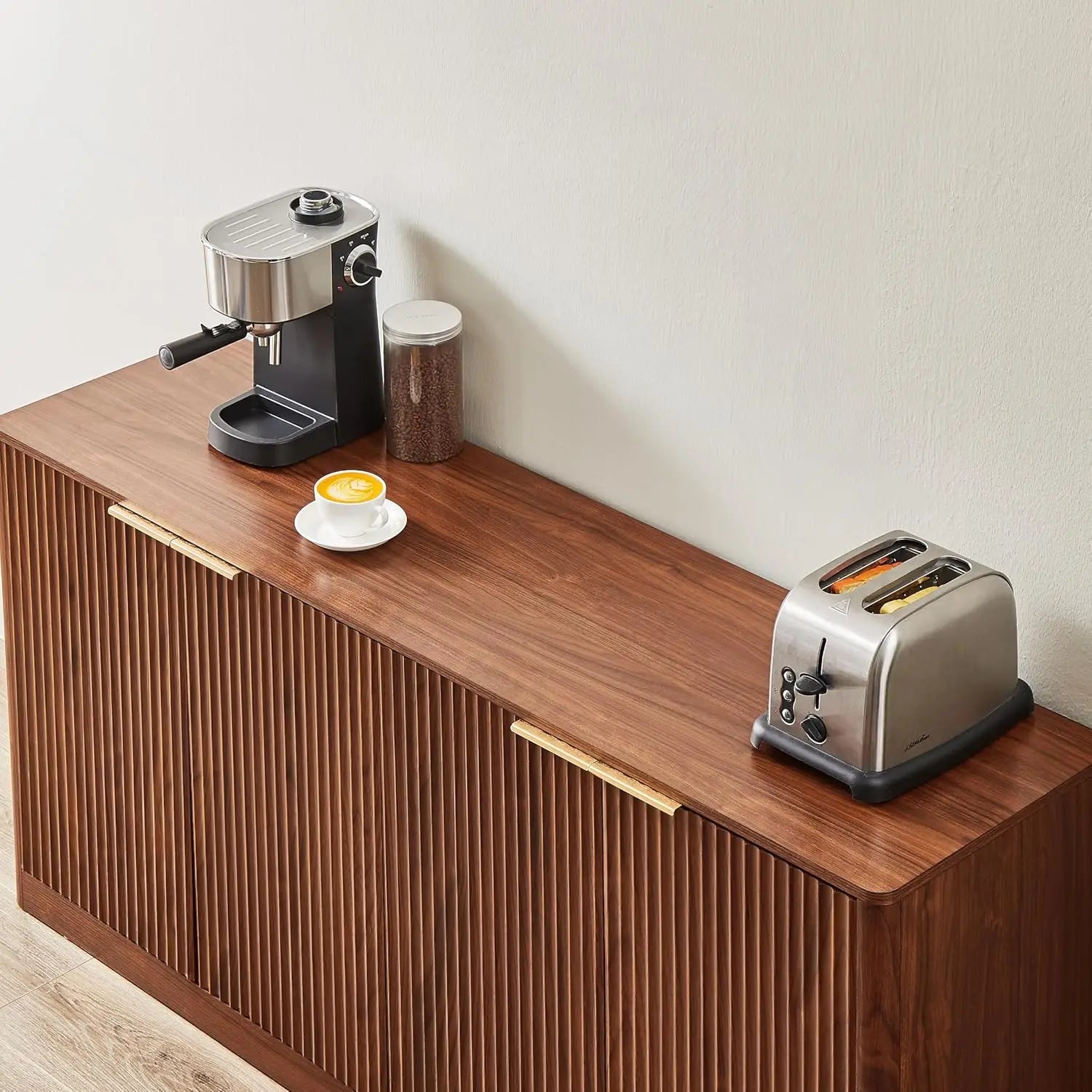 Rumiiro Modern Walnut & Gold Sideboard Cabinet