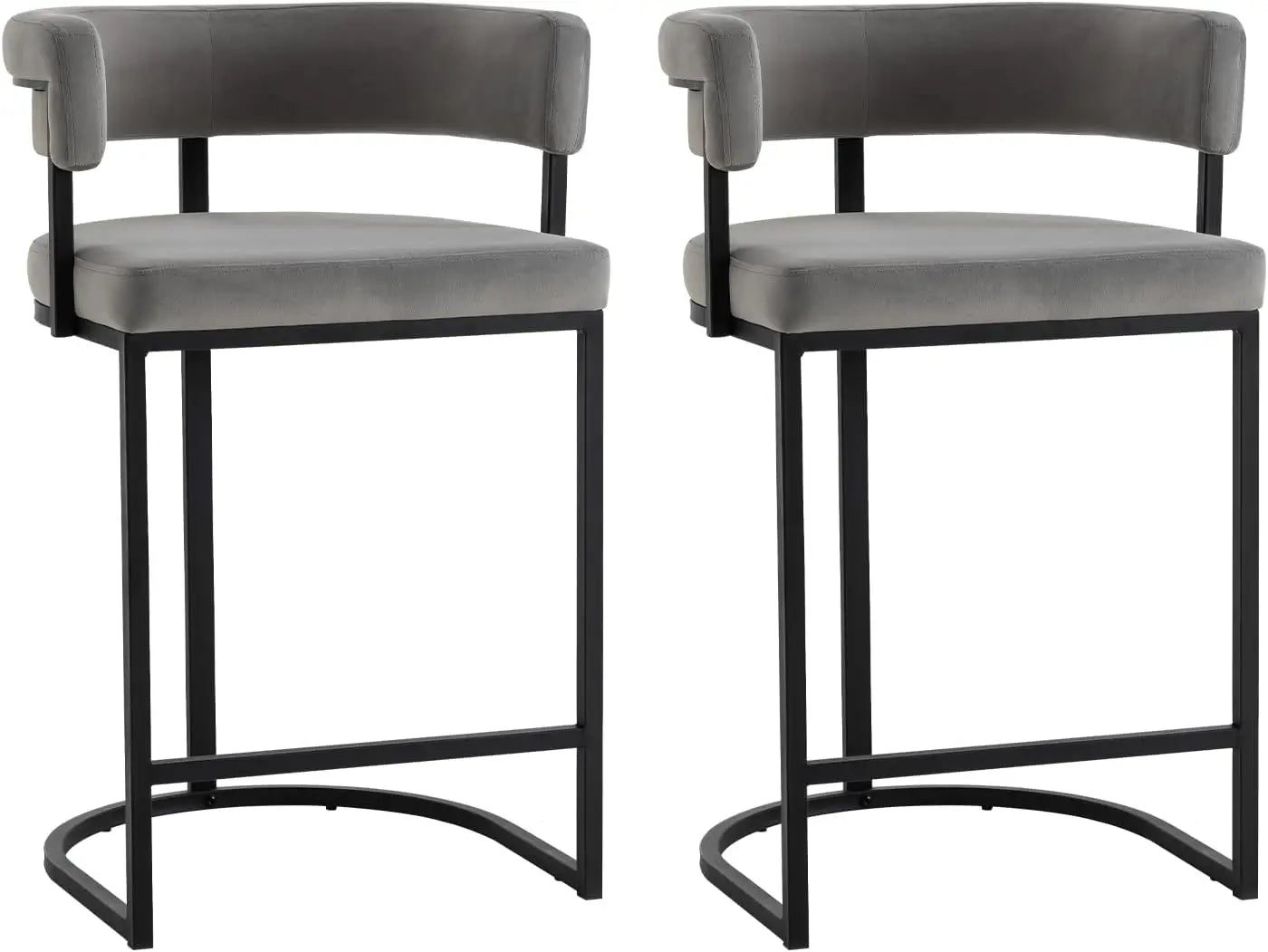 arrel-Style Velvet Bar Stool – Modern Metal Frame with High-Density Foam Seat