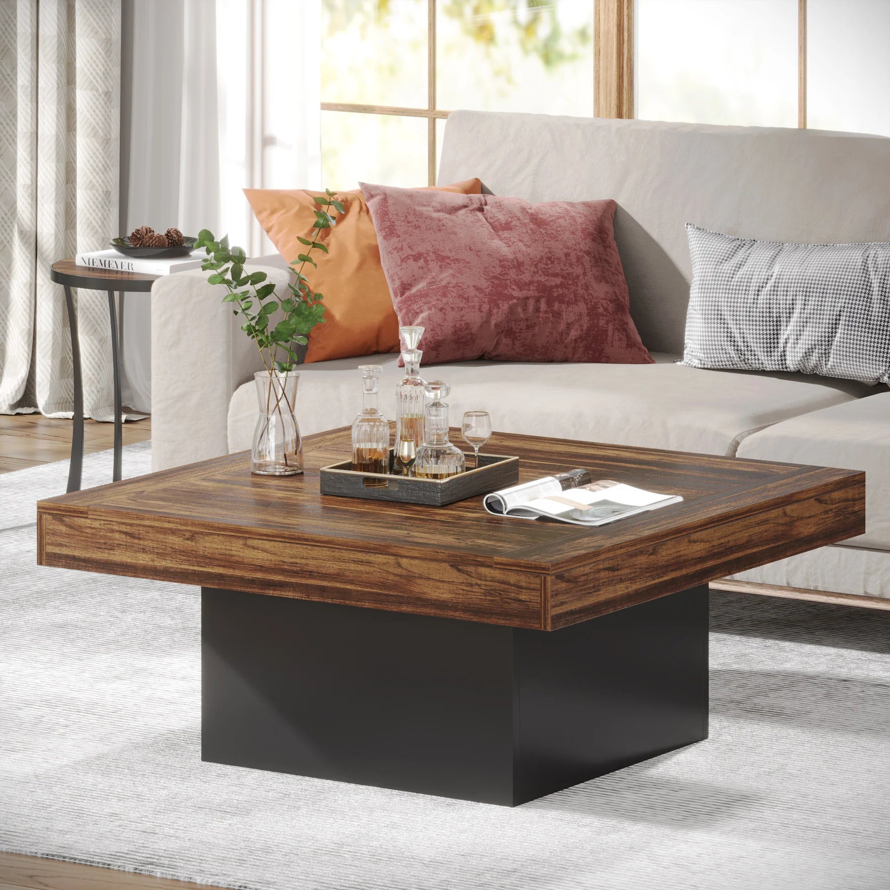 Rustic LED Coffee Table – Farmhouse Style & Modern Functionality