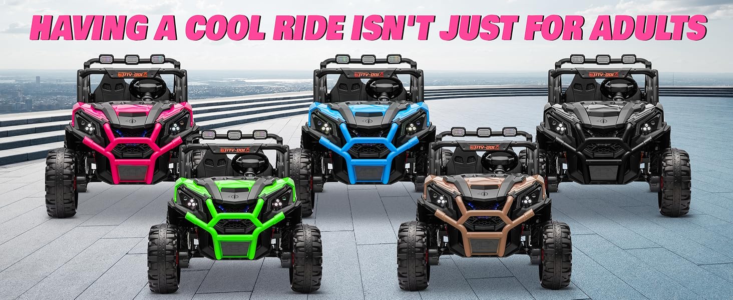 Joyracer 24V Kids Ride-On Car | Double Seat UTV | LED Lights, USB/MP3, Adjustable Volume | Ages 3–6